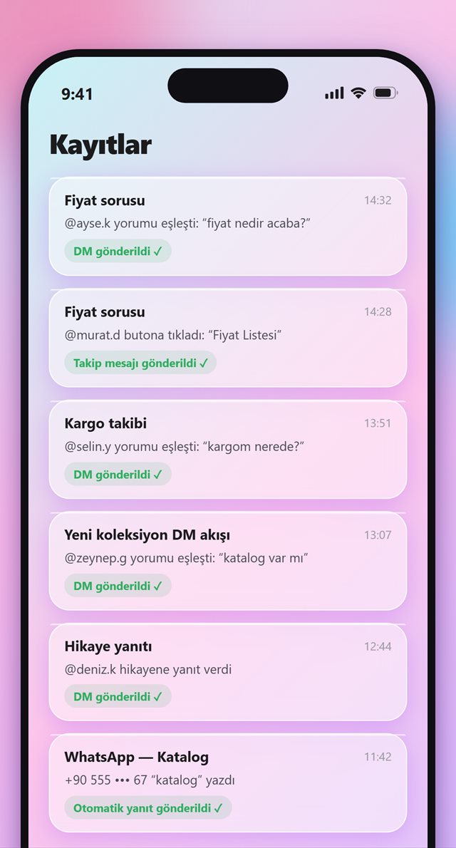 Kayıtlar ekranı