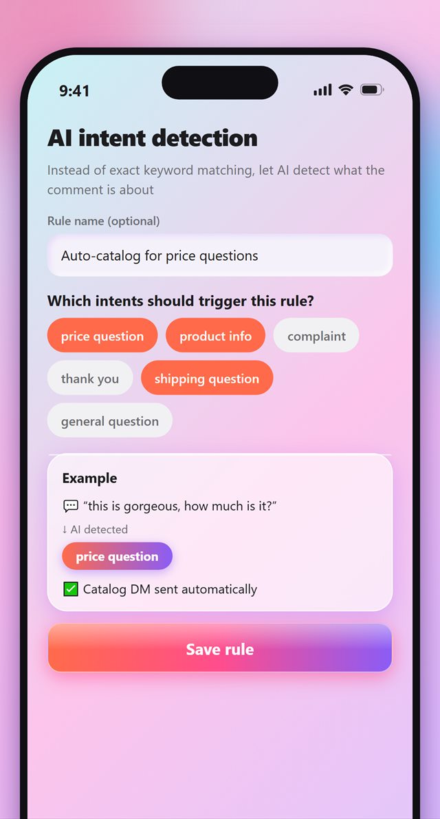 AI intent detection screen