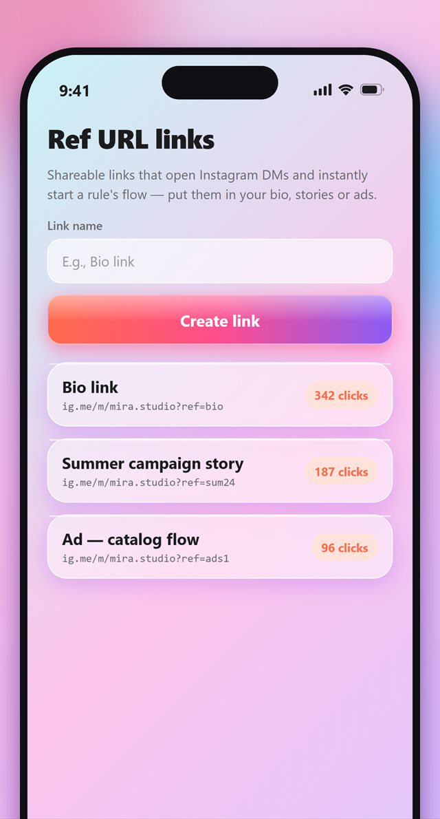Ref URL links screen
